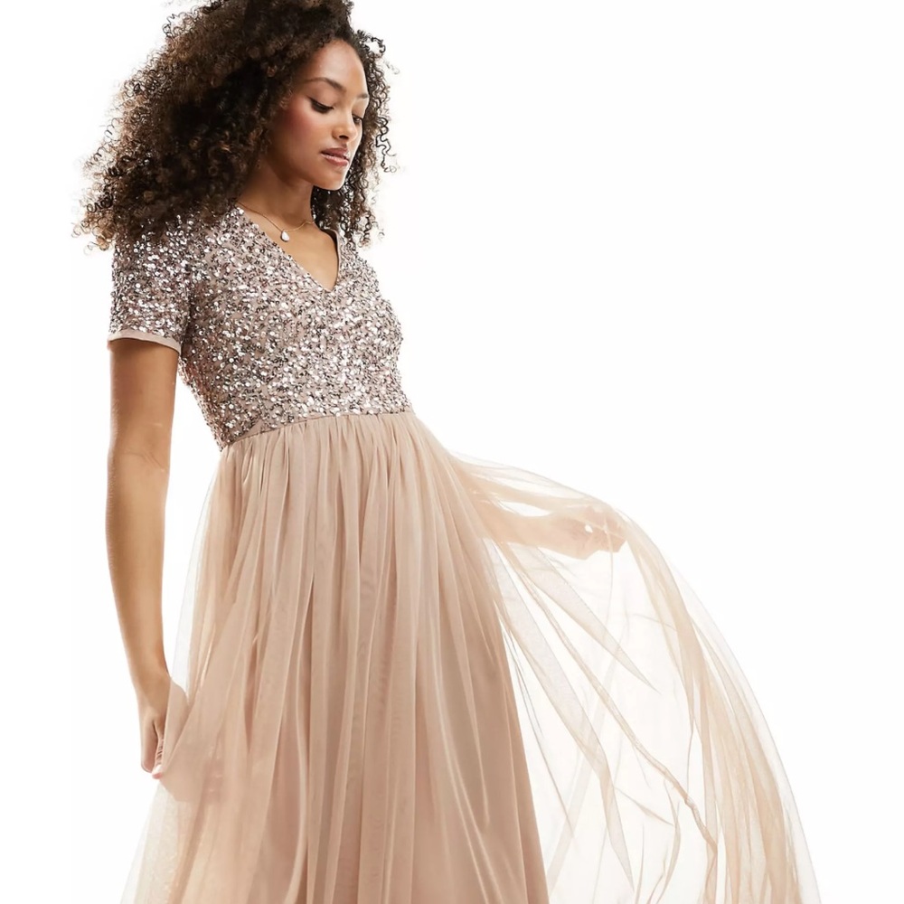 Maya V Meck Maxi Tulle Dress with Sequins 2